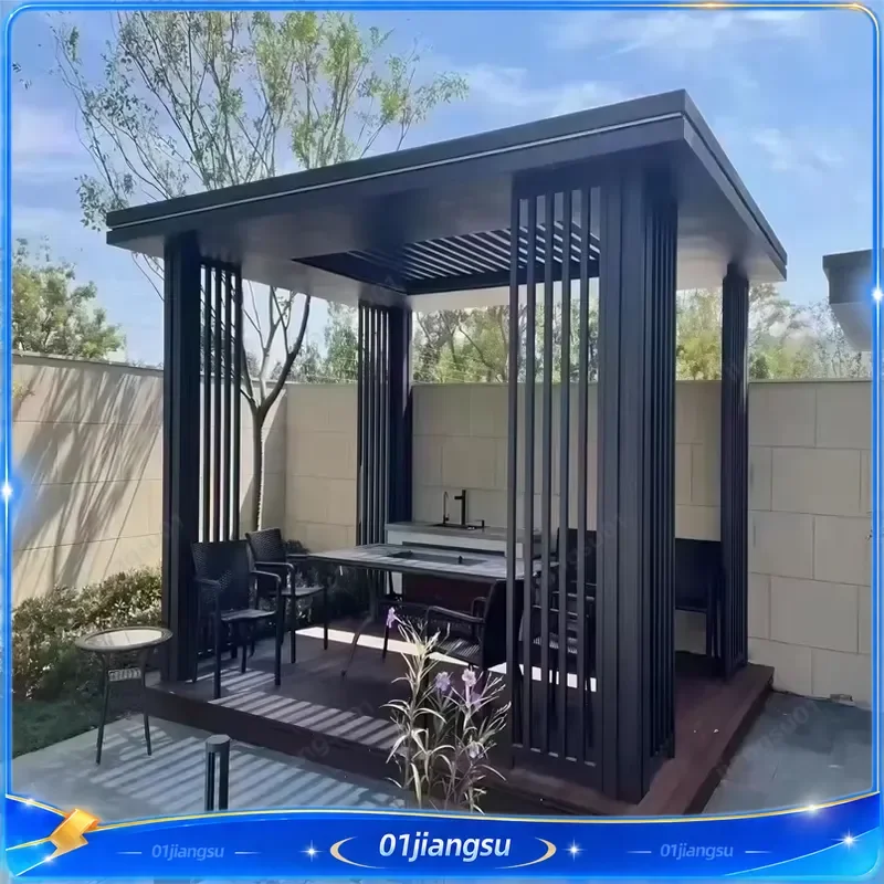 Outdoor Waterproof Aluminum Motorized Louvered Pergola Canopy Bioclimatic Gazebo 3x3 3x4 4x6m Exterior Patio Roof Cover