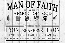 Cusde Bible Metal Tin Sign Christian Man of Faith Quotes Proverbs 27:17 Retro Decor Wall Art Inspirational Poster for Office Liv