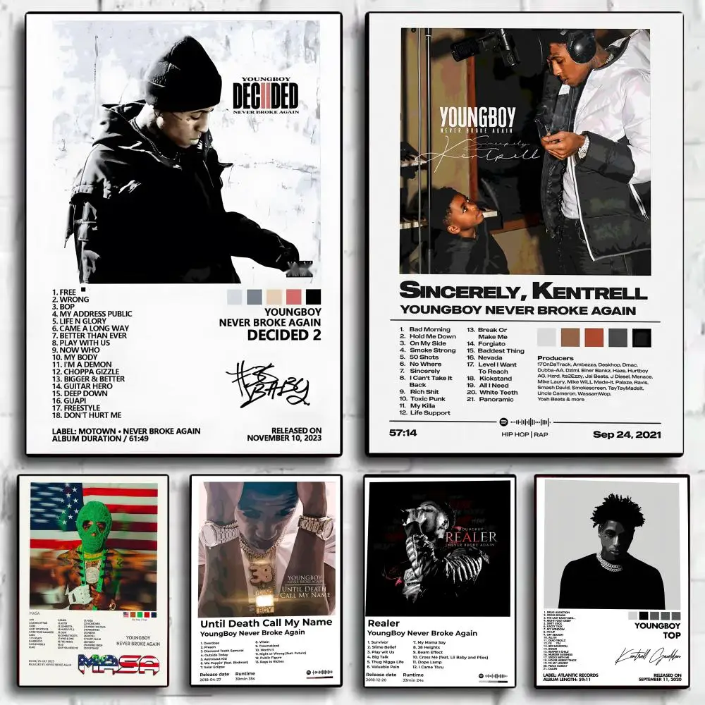 Póster de álbum de cantante Pop Y_YoungBoy, pegatinas decorativas para pared, Mural, impresión fotográfica para decoración del hogar, sala de estar y pasillo