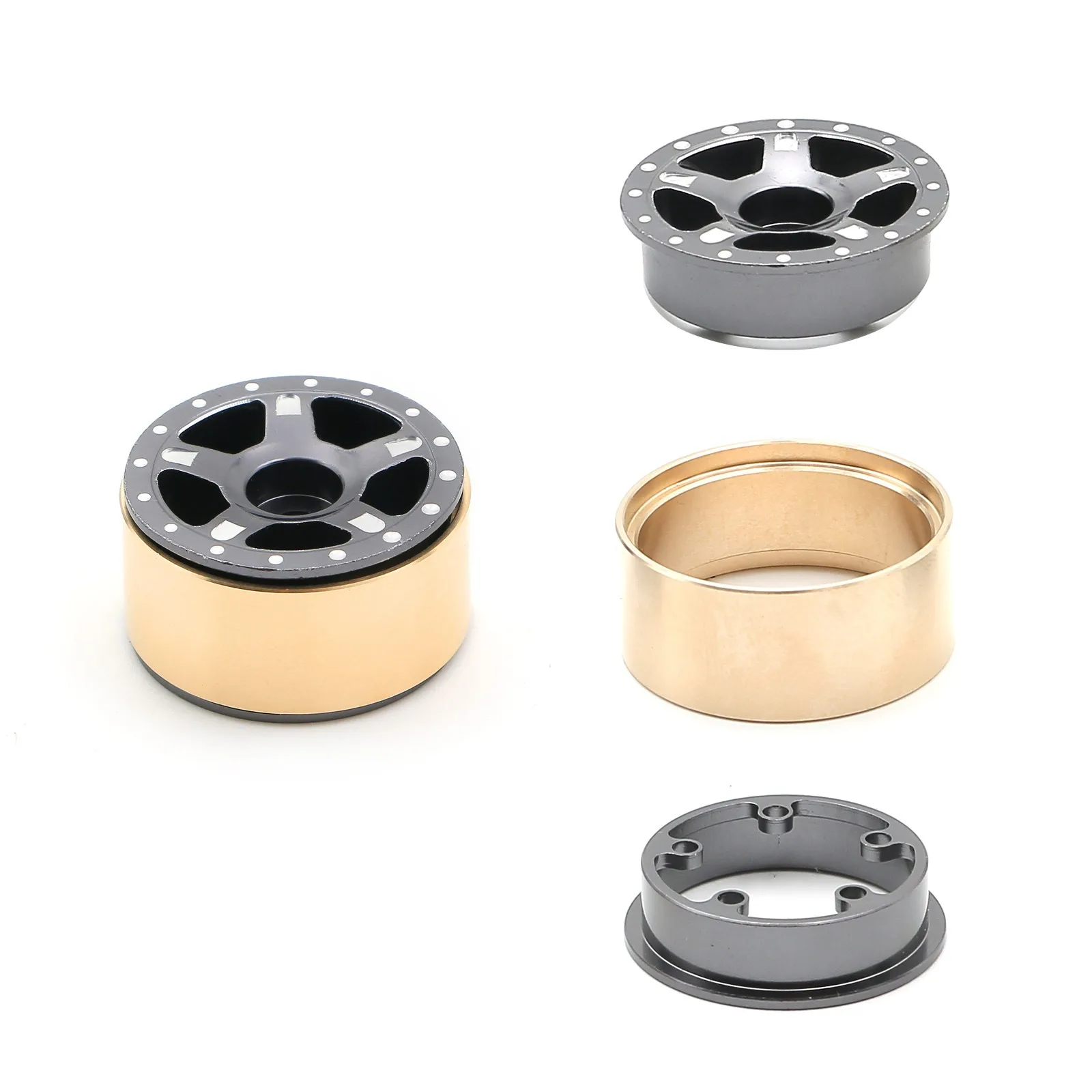 4PCS 12G Brass Internal Beadlock Ring Fit 1.0 Inch Wheel Rims For Axial SCX24 1/24 RC Crawler Car Accessories