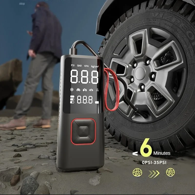 Portable Car Tire Inflator Wireless Air Pump 6000 mAh Battery Multifunctional Auto Tyre Inflation Pump Vehicle Motorcycle
