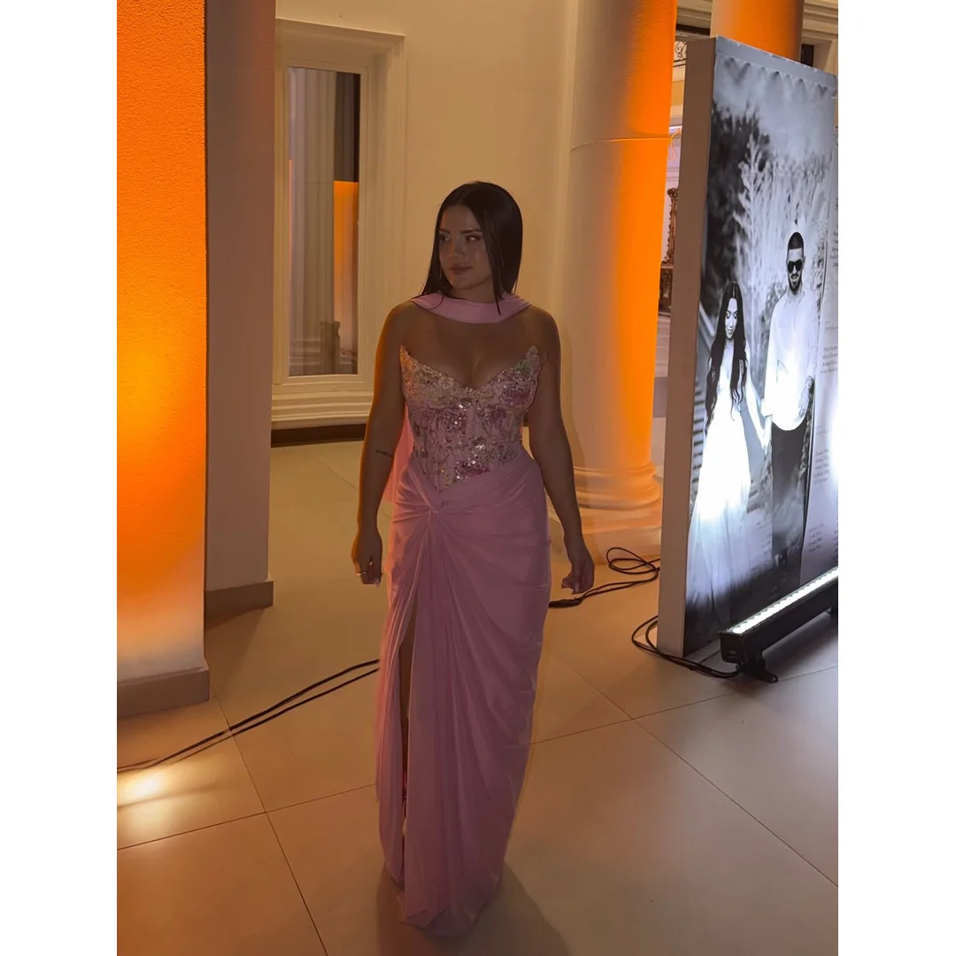 Customized Ball Gowns Pink Elegant Night Dresses for Special Occasions Sleeveless Mermaid Chiffon Custom Dress Dresses Evening