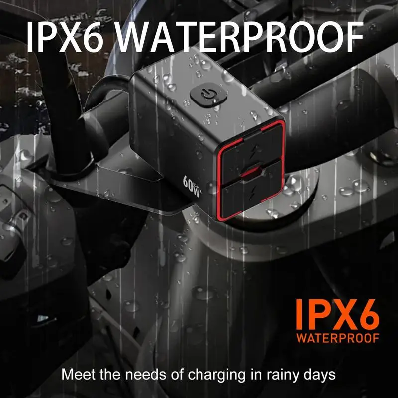 Waterproof Motorcycle USB C Charger Handlebar Phone Charger Multi-speed Adjustable Fast Charging Motorcycle Accessories