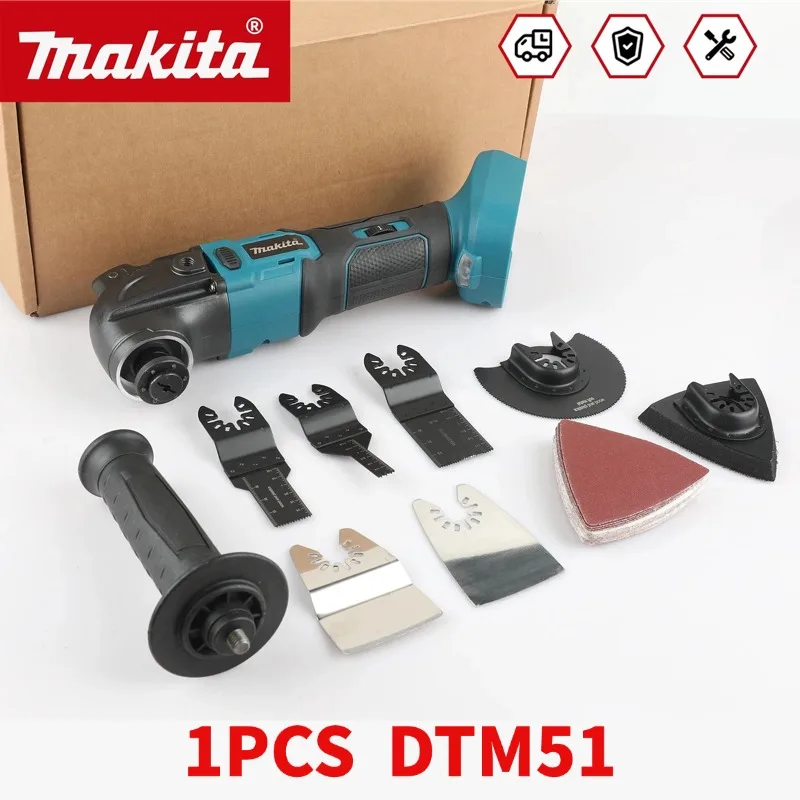 Originele Makita DTM51 draadloze multitoolset met 6 messen voor schuren, snijden, schrapen en renovatieprojecten