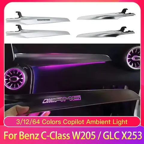 메르세데스 벤츠 2014-2020 W205 X253 차량용 LED 라이트 3/64 컬러 RGB 계기판 앰비언트 라이트 앞좌석 조명