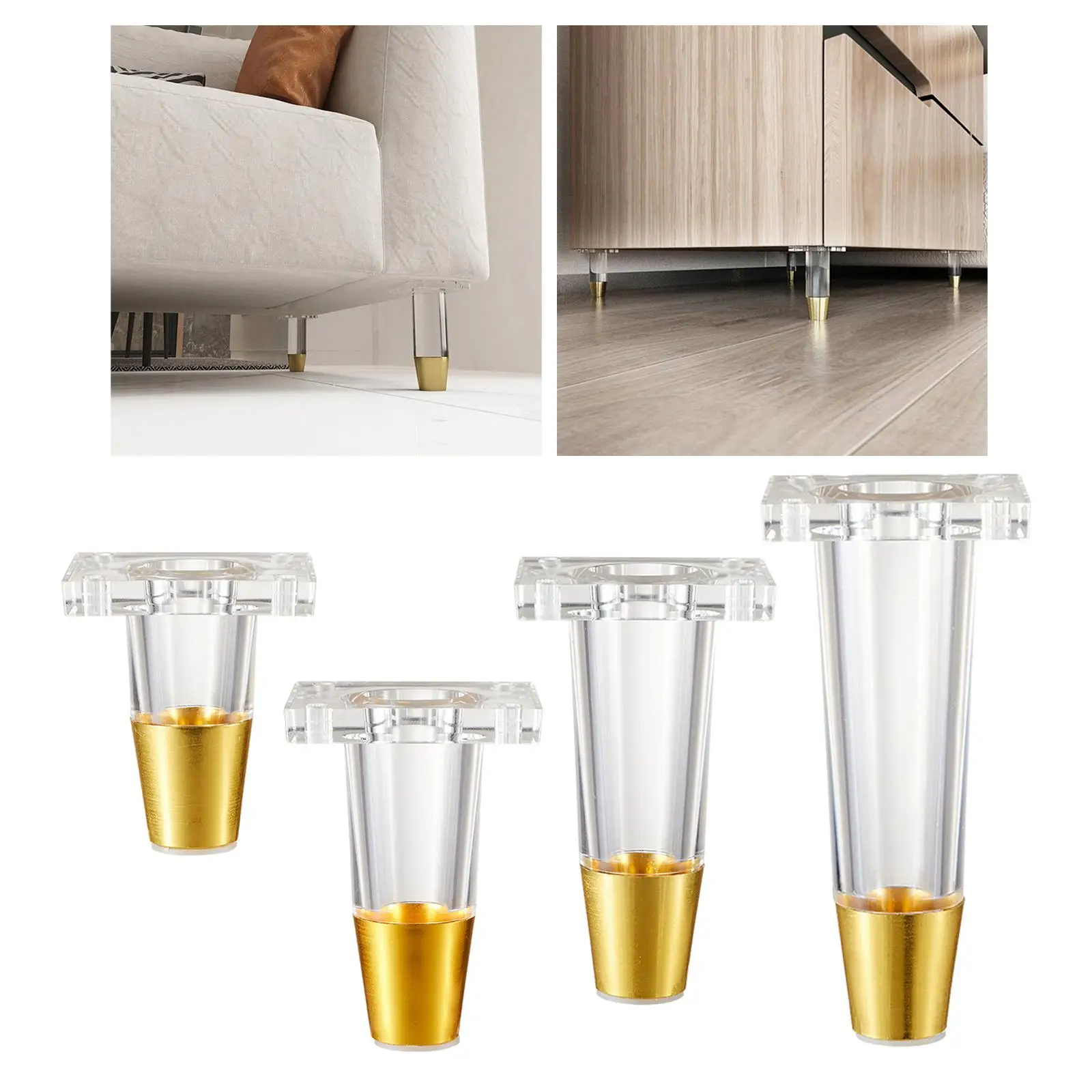 

Modern Acrylic Furniture Leg Floor Protector Replacement Adjustable Cabinet Foot Desk Chair Sofa Support for Living Room