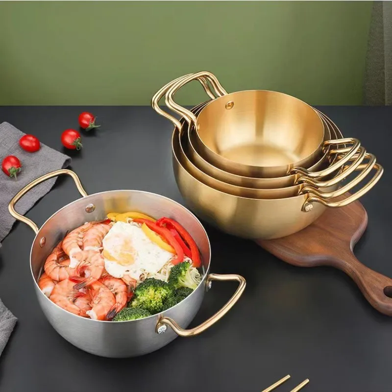 

Stainless Steel Korean Cooking Pots Ramen Seafood Soup Pot Kitchen Stewpan Cookware Induction Cooker Nonstick Pans with Handle