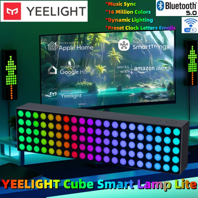 YEELIGHT Cube Smart Light Lite WiFi RGB Dynamic Light Music Sync Preset Clock/Letters/Emojis for Apple Home Alexa Google APP