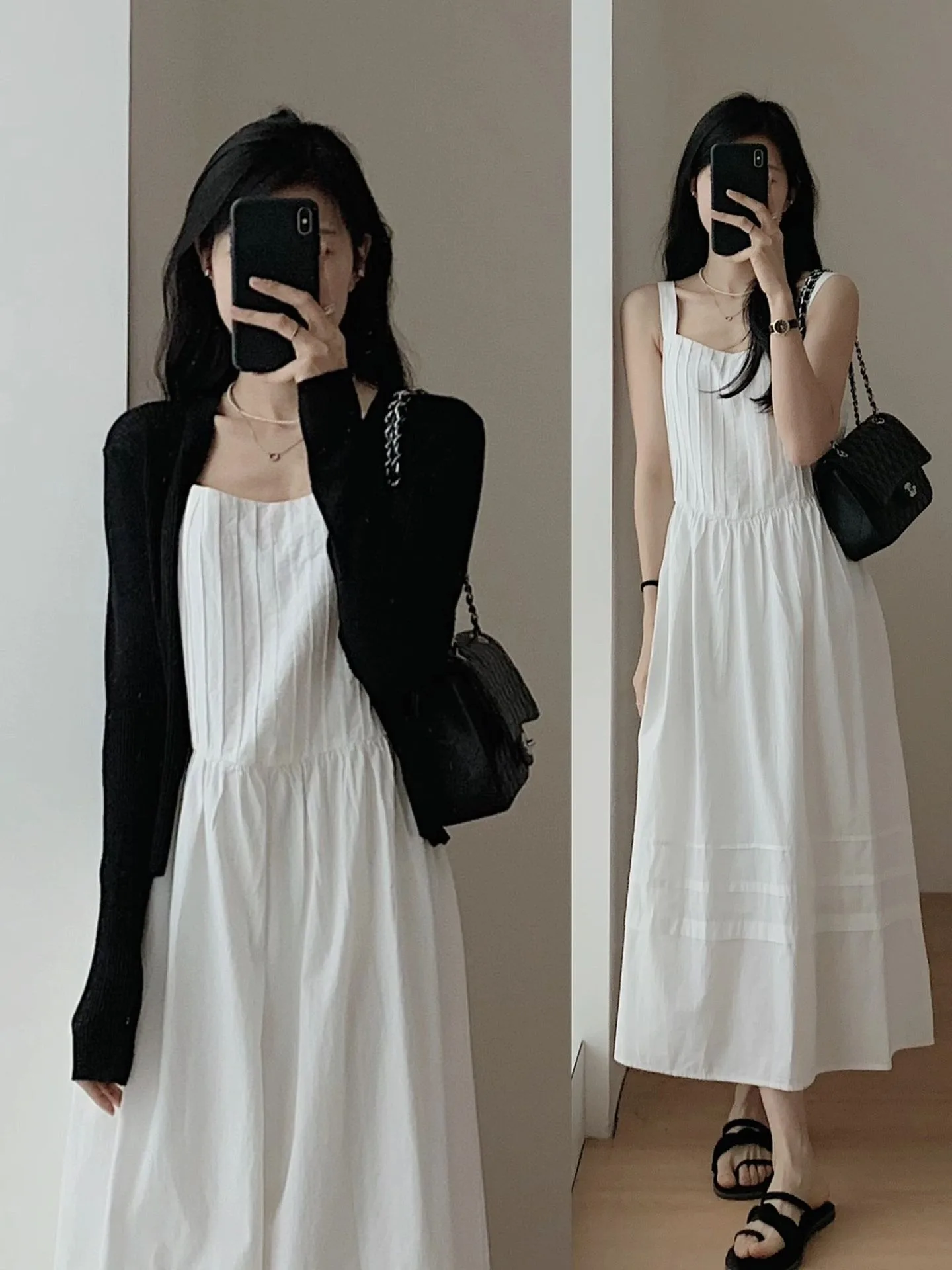 2024 New High-Grade Classic Sle Gentle Temperament White Sling Full Body Dress Set Long dress Women Summer