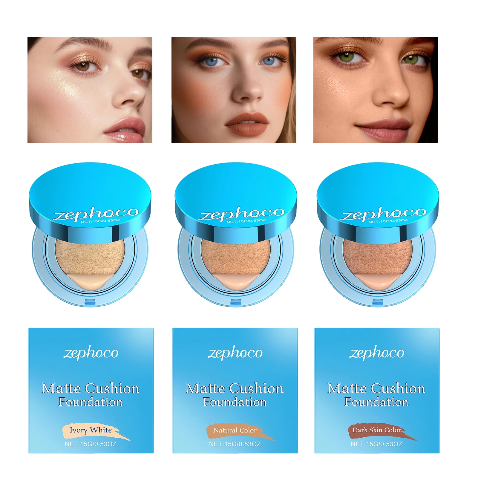 

Cushion Foundation Concealer Matte Long Lasting Oil Control Waterproof CC Cream Whitening Face Makeup Cosmetics BB Cream