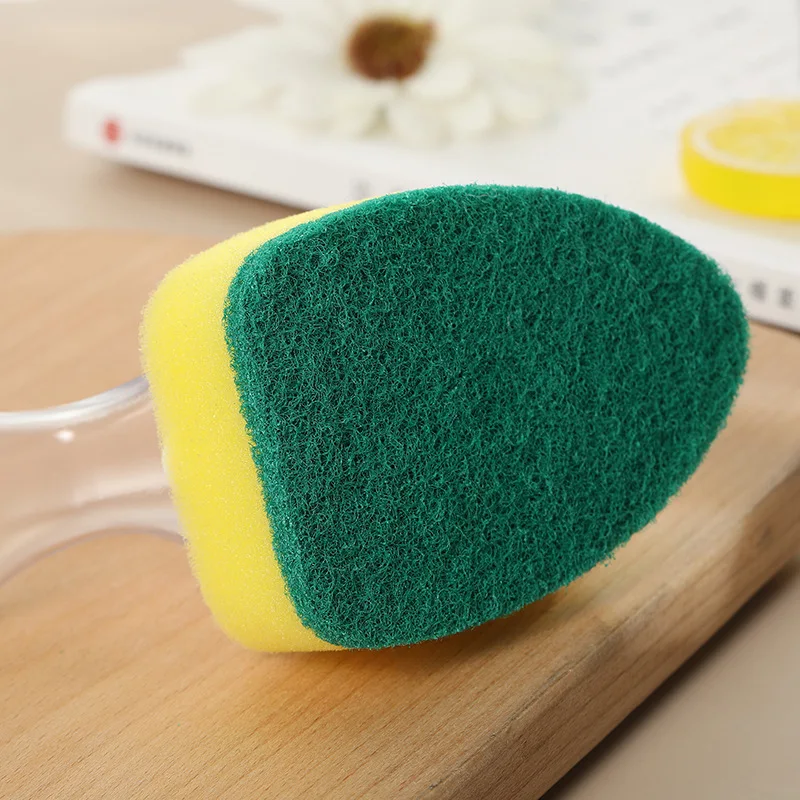 Detachable Sponge Cleaning Brush (25cm) - Refillable Kitchen Dish Scrubber