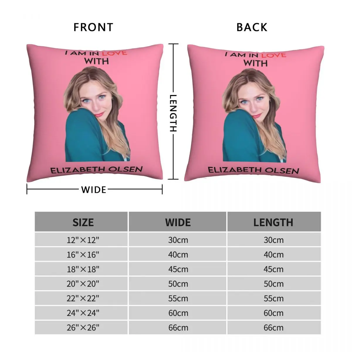 I Am In Love With Elizabeth Olsen Square Pillowcase Polyester Linen Velvet Creative Decor Throw Pillow Case Home Cushion Case