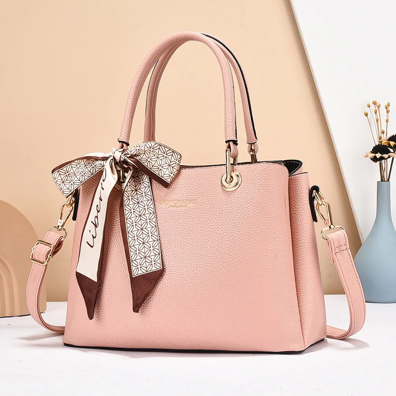 

Solid Color Ladies Handbag Women's Shoulder Crossbody Bag Large Capacity PU Leather Casual Tote Travel Handbag Boston Bag women
