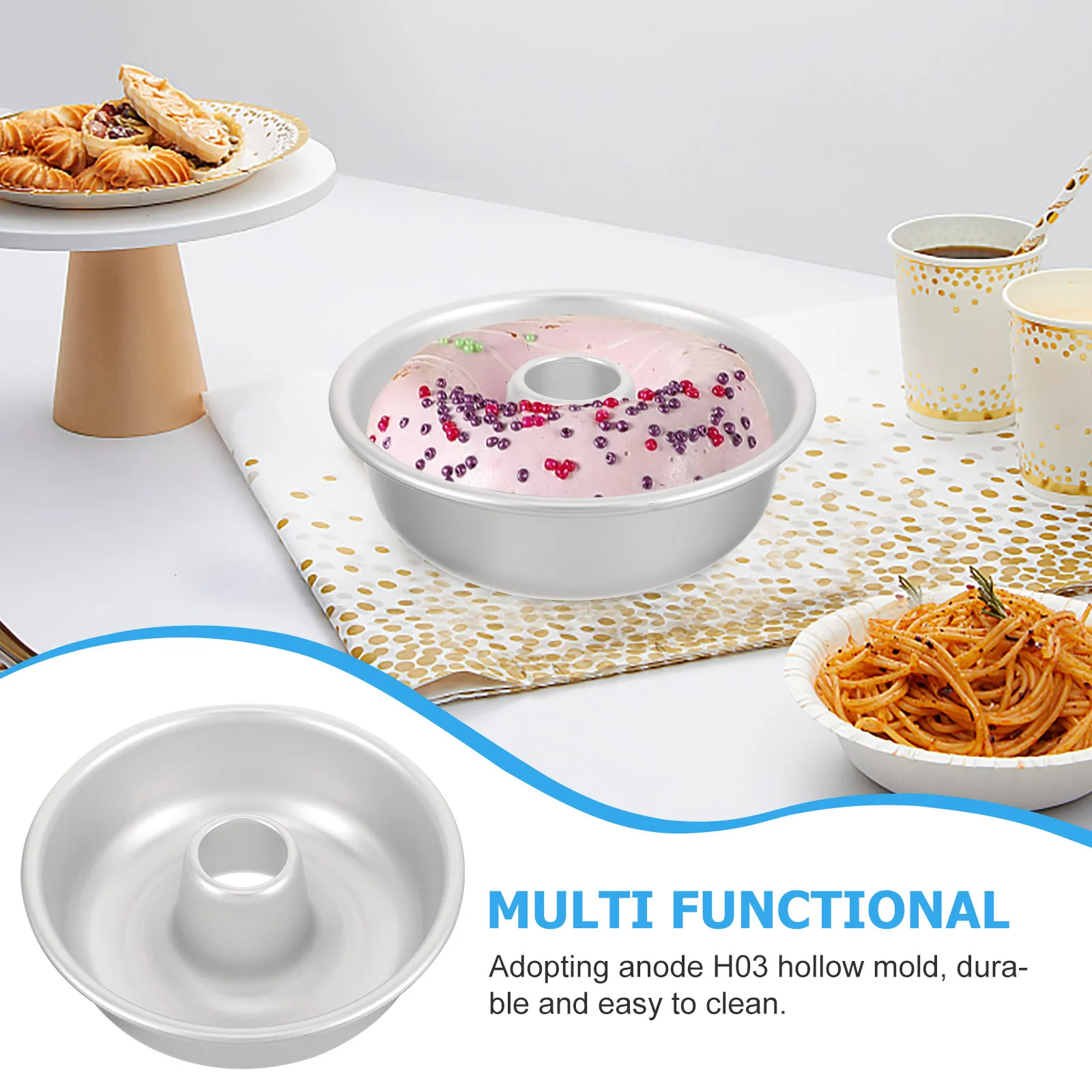 

Metal Chiffon Cake Pan 6 Inch Heart Shape Nonstick Baking Mold for Home Kitchen Cake Food Pan Baking Mold for Kitchen