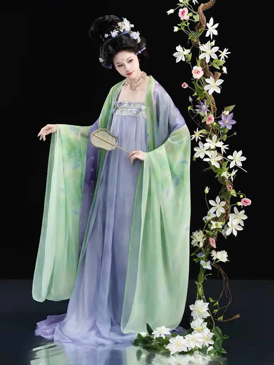 

Women's Traditional Hanfu Dress, Chinese Tang Dynasty Ancient Costume, Female Cosplay Costume Green&Purple Fairy Hanfu Dress