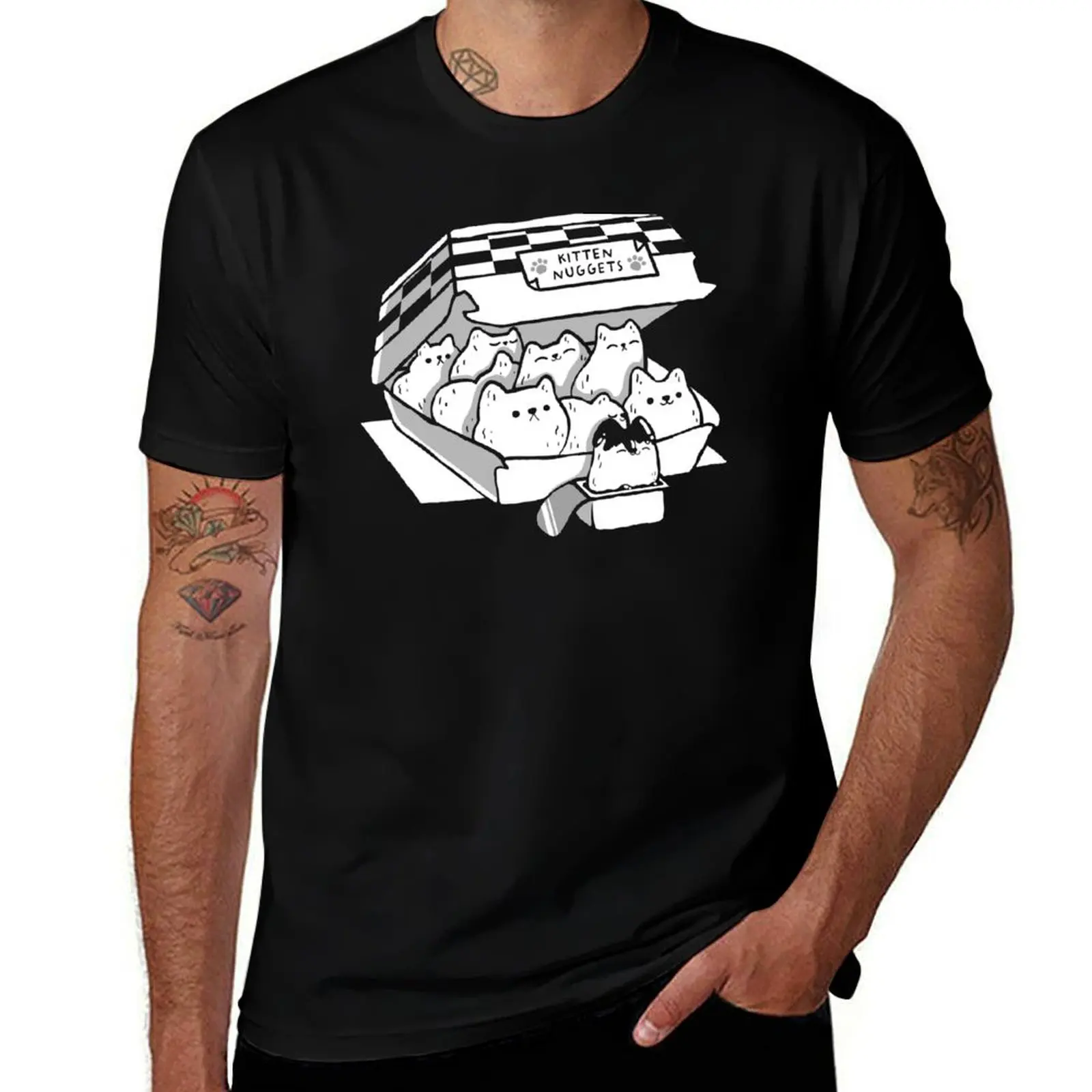 

Kitten Nuggets Fast Food Cat Black and White by Tobe Fonseca T-Shirt Work Style Casual T-Shirt