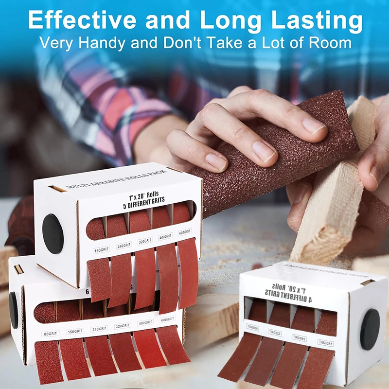 

4/5/6 Rolls Diamond Cloth Rolls, 80/150/240/320/400/600 Grit Sandpaper Rolls Metal Emery Cloth with Dispenser, Alumina Sandpaper