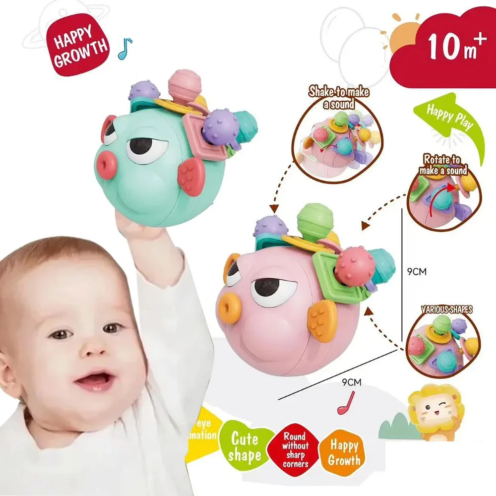 Brinquedo do bebê da bola agarrando, brinquedos sensoriais do mordedor da dentição, brinquedos sensoriais do chocalho de montessori-brinquedos de einstein do bebê para o bebê recém-nascido infantil