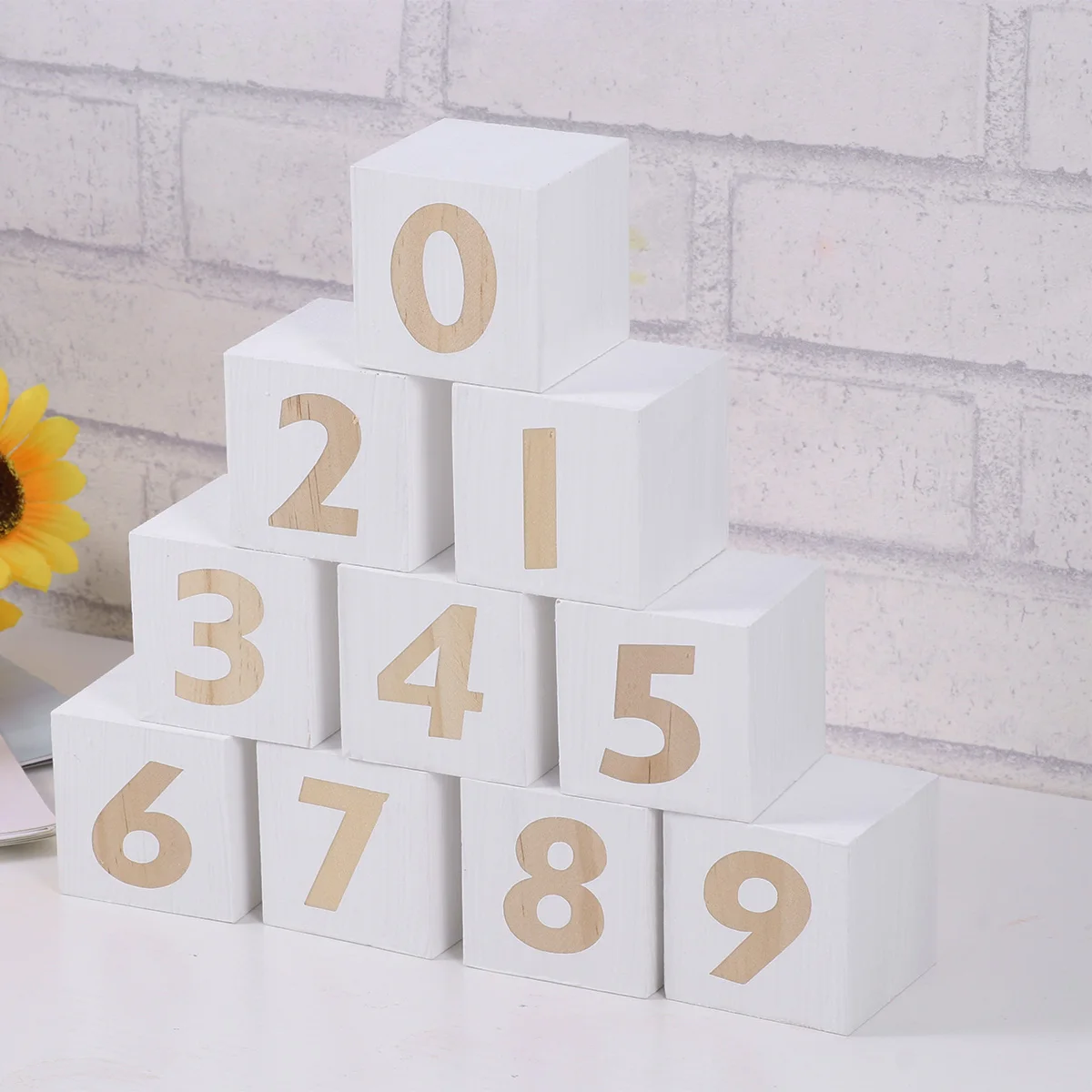 10 قطعة مربعات رقمية مكعبات خشبية ديكور كتل صور رقم الزفاف الخشبي