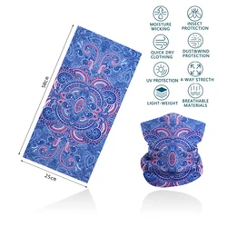 Paisley Face Gaiter Women Windproof Seamless Blue Neck Bandana Headband Hairband Cycling Hiking Balaclava Men Undercap Headscarf