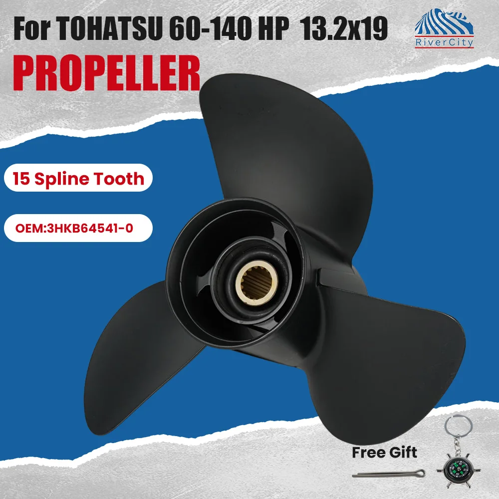 

For Tohatsu Nissan 90HP 115HP 120HP 140HP 13.2X19 Outboard Propeller Boat Aluminum Alloy Screw 3 Blade 15 Spline Marine Engine