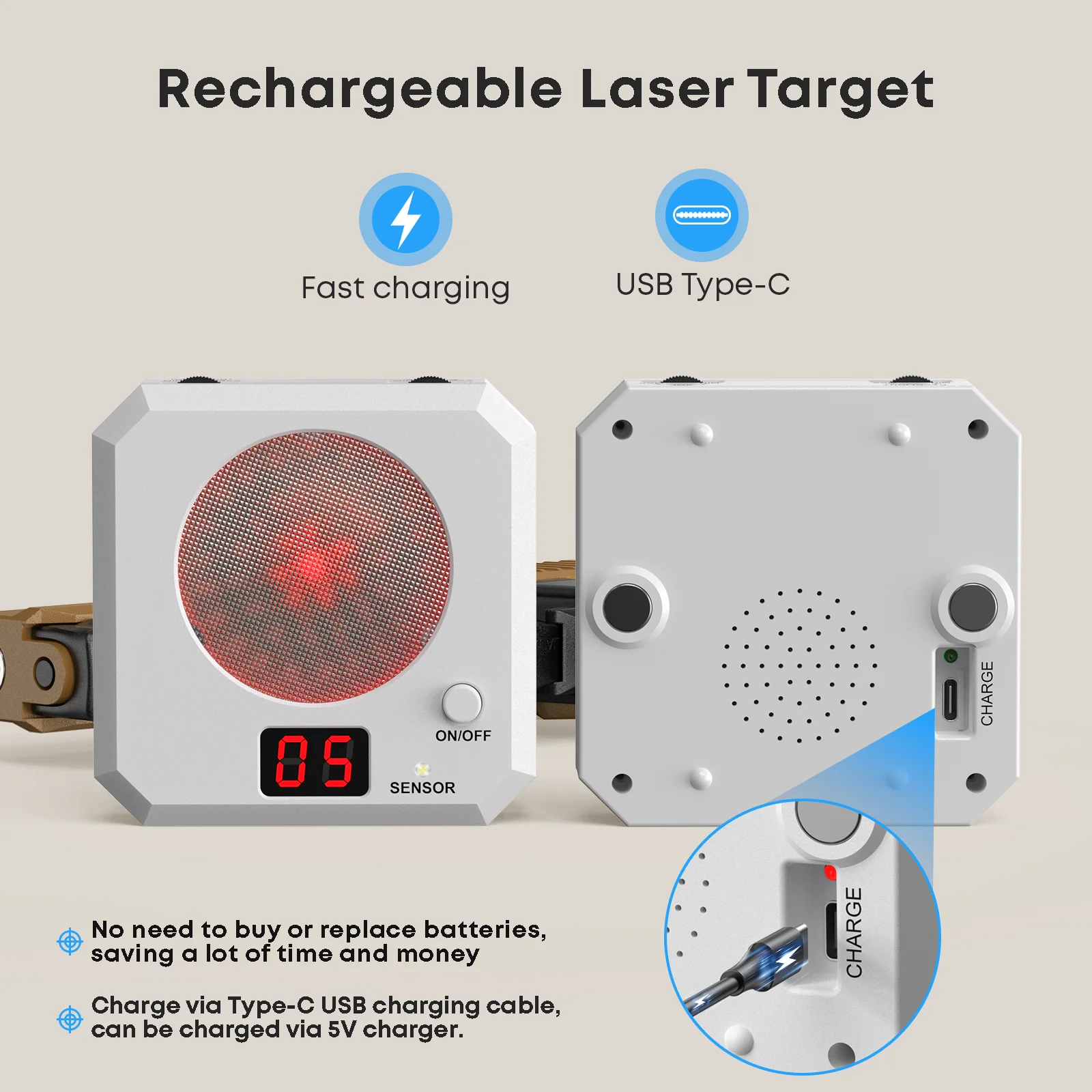 Type‑C Charging Laser Training Target 4‑Pack Bluetooth Multi‑Game Modes APP Training Record Indoor Dry Fire Shooting Trainer.
