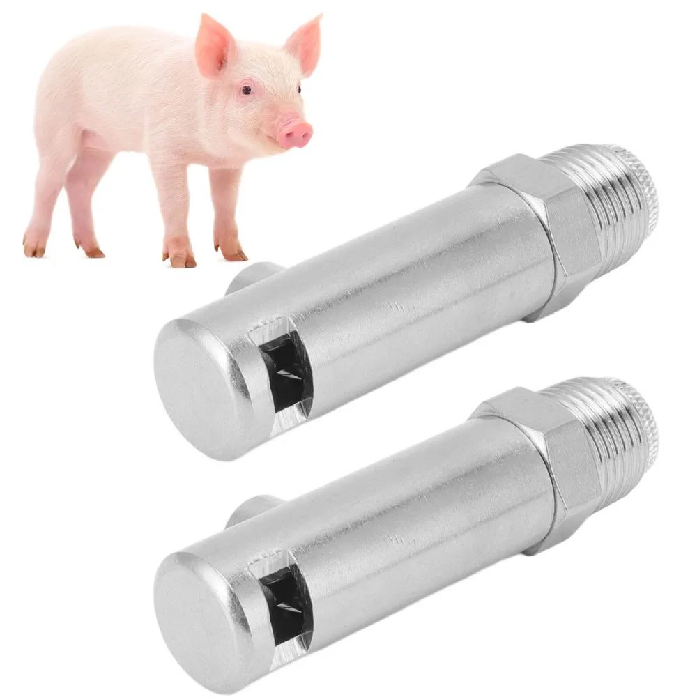 2pcs Even Water Volume Pig Water Nipple G1/2 External Thread Leakproof Stainless Steel Drinker Anti Corrosion With Filter