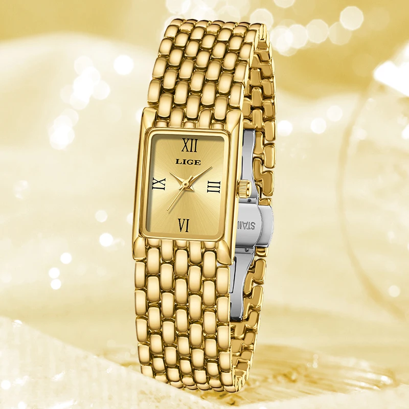 

LIGE новые элегантные женские часы, модные роскошные кварцевые наручные часы, повседневные водонепроницаемые часы со стальным ремешком, женские подарки Reloj Mujer