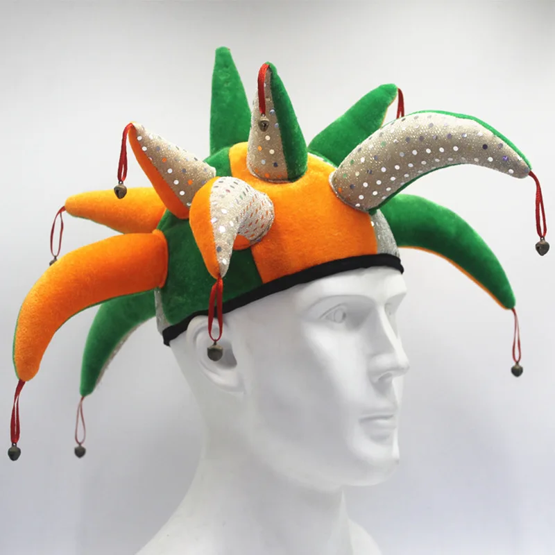 Happy Party Circus Clown Cosplay Tentacle shaped bell hat Costumes Halloween  Amusement Park Joker colorful