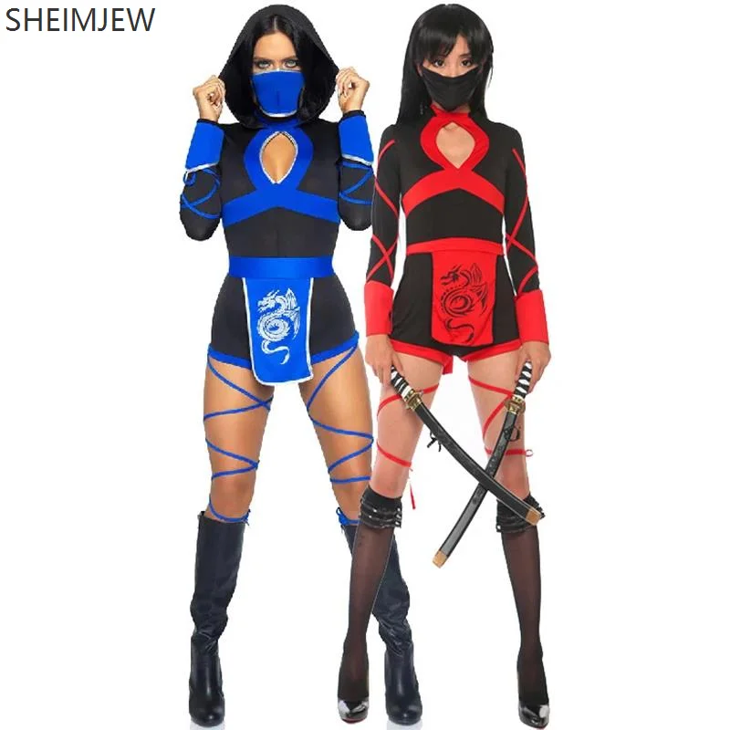 

Women's Sexy Ninja Costume Anime Dragon Warrior Adult Role Play Ninja Bodysuit Uniform Sexy Suit Female Adult Halloween Costume