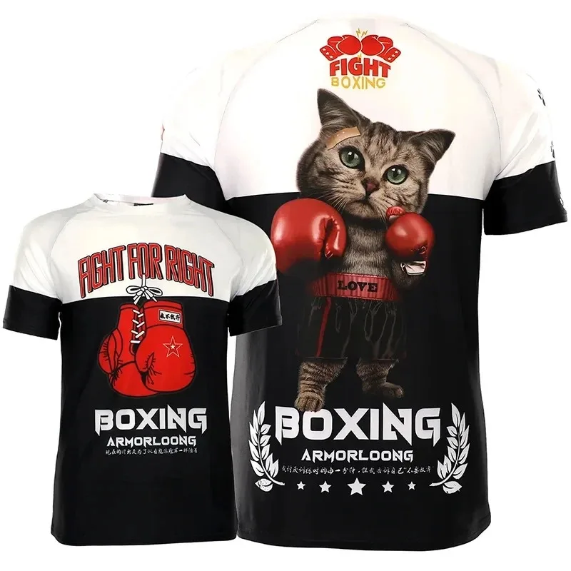 Nowa letnia koszulka z motywem Muay Thai z grafiką i krótkim rękawem T-shirty MMA dla mężczyzn fajne Hip hopowe sporty gimnastyczne Plus duże