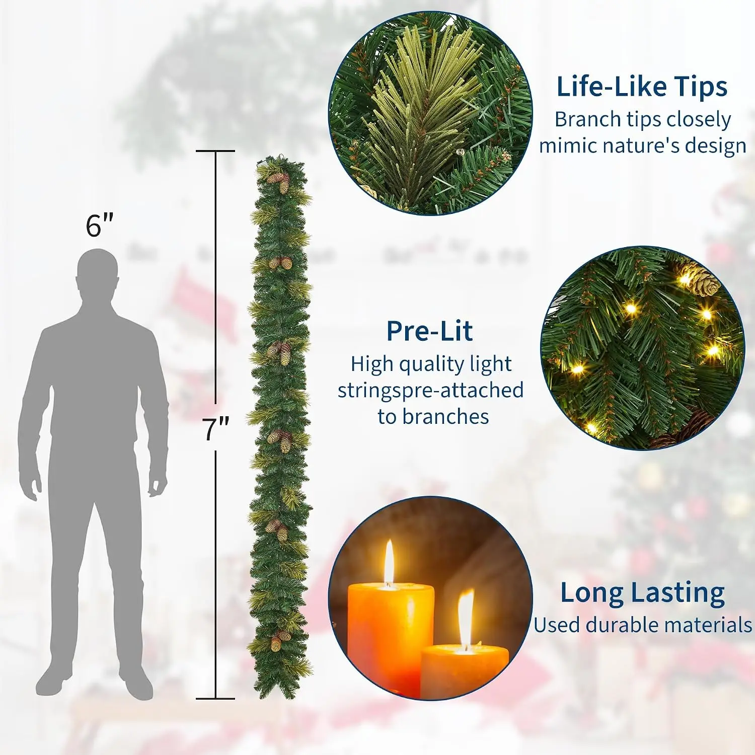 6FT LED Christmas Garland 5