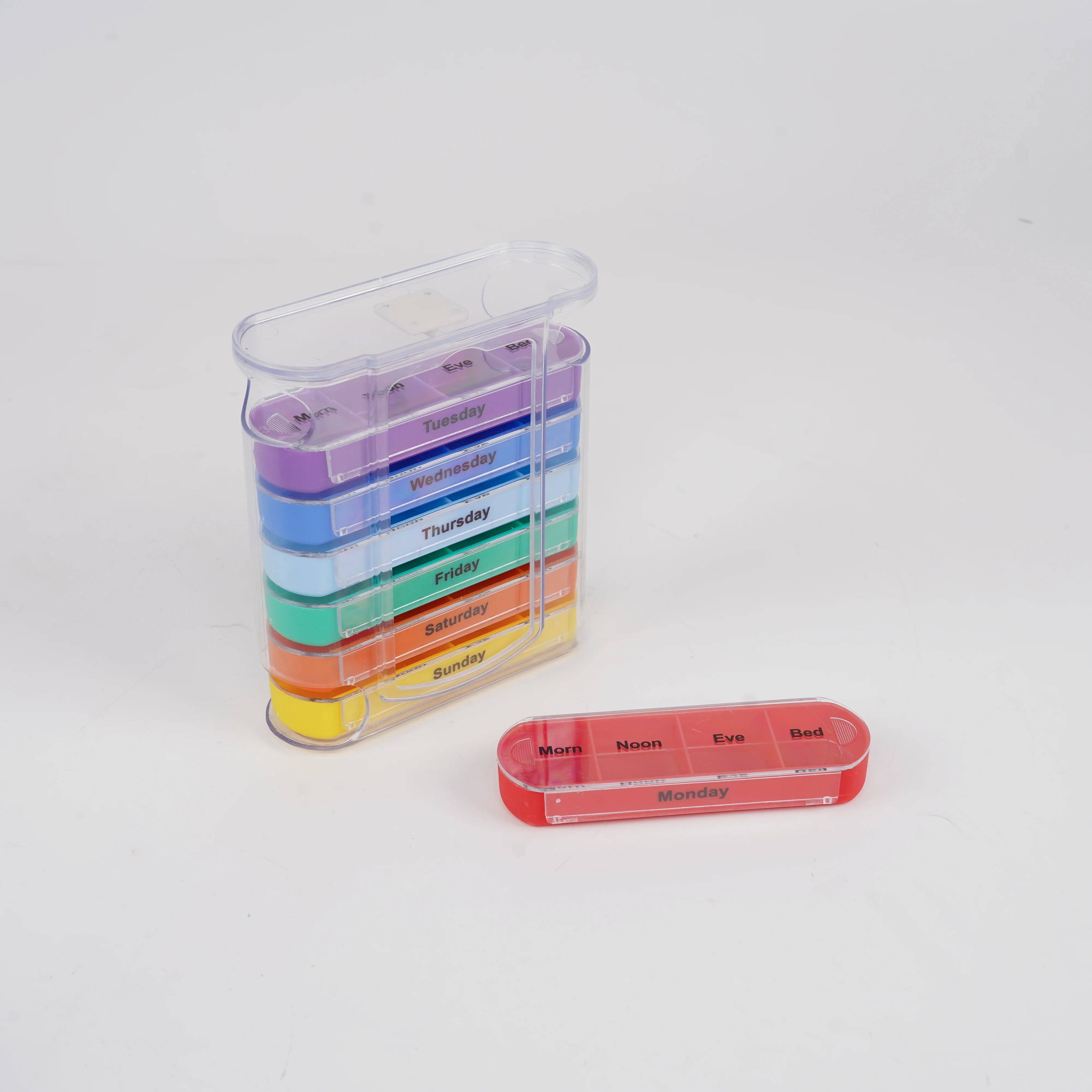 

Compact 7-Day Pill Organizer With 28 Compartments - Portable, Colorful, Stackable Medicine Box For Travel & Daily Use