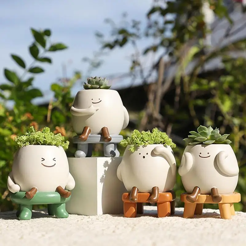 Cute flower pot resin succulent plant pot decorative chair surface pen holder can be used as flower