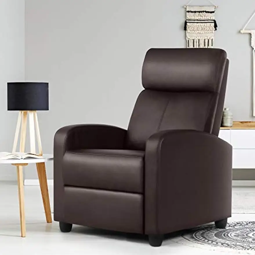 Recliner Chair Home Theater Seating PU Leather Recliner Sofa for Living Room Bedroom ,Three relaxation modes,Brown