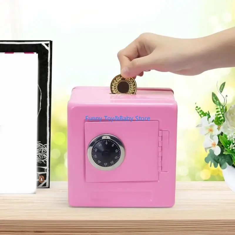Box in contanti bloccaggio in metallo con 2 Access Coin Hole Money Institution for Kids Financial Education Toy Gift C90B