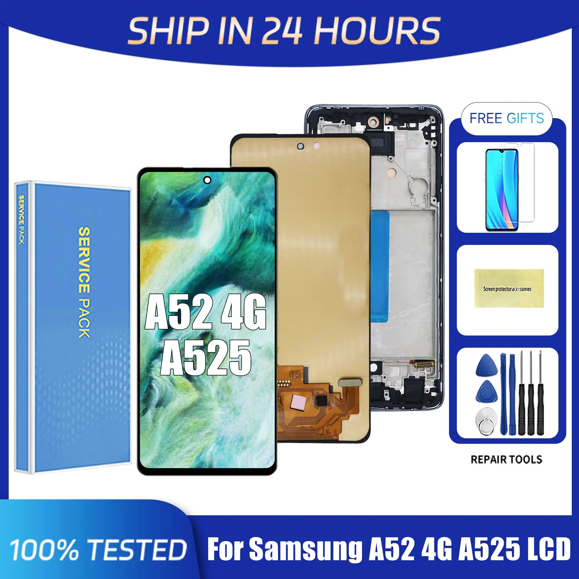 A52 4G For Samsung 6.5\'\'For AMOLED A525F A525F/DS A525M A525M/DS LCD Display Touch Screen Digitizer Assembly Replacement