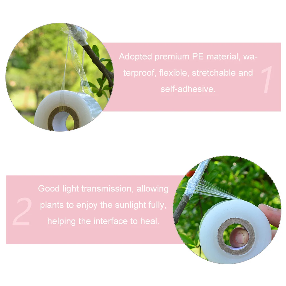 

4 Rolls Grafting Film Tape Premium PE Waterproof Flexible Self Adhesive Plant Nursery Transparent Household Pecans Walnuts
