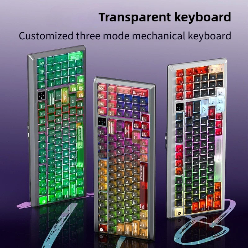 

Three Mode Mechanical Keyboard Customized Hot Swappable Full Key No Rush Gaming Office Special Keyboard RGB Backlit Keyboard