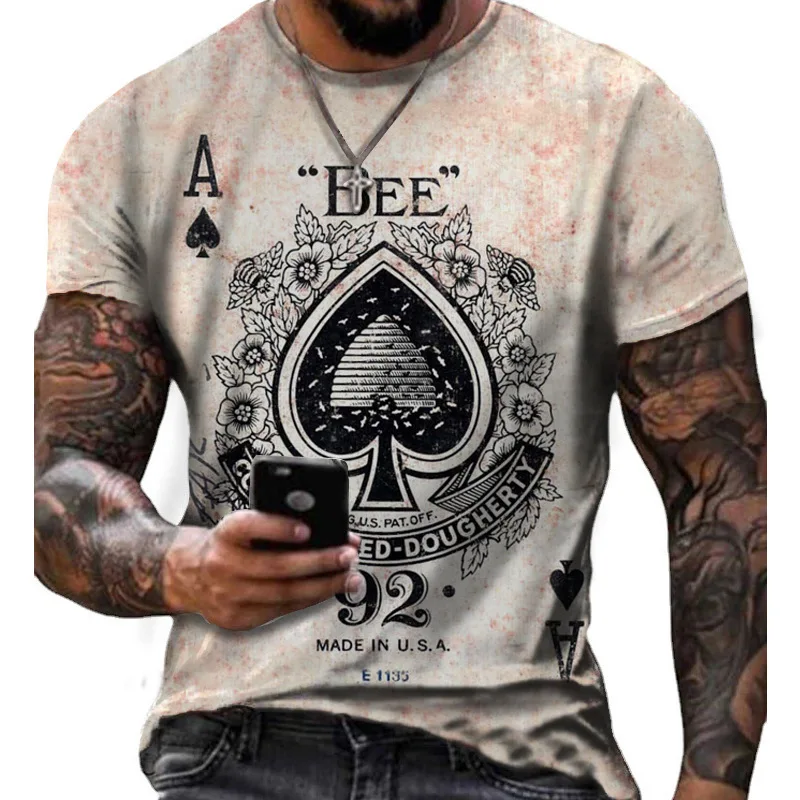 T Shirt For Men Interest Retro Element Printing Pattern New models Crew Neck Short Sleeve Camouflage Clothing Tight Fitting Tops