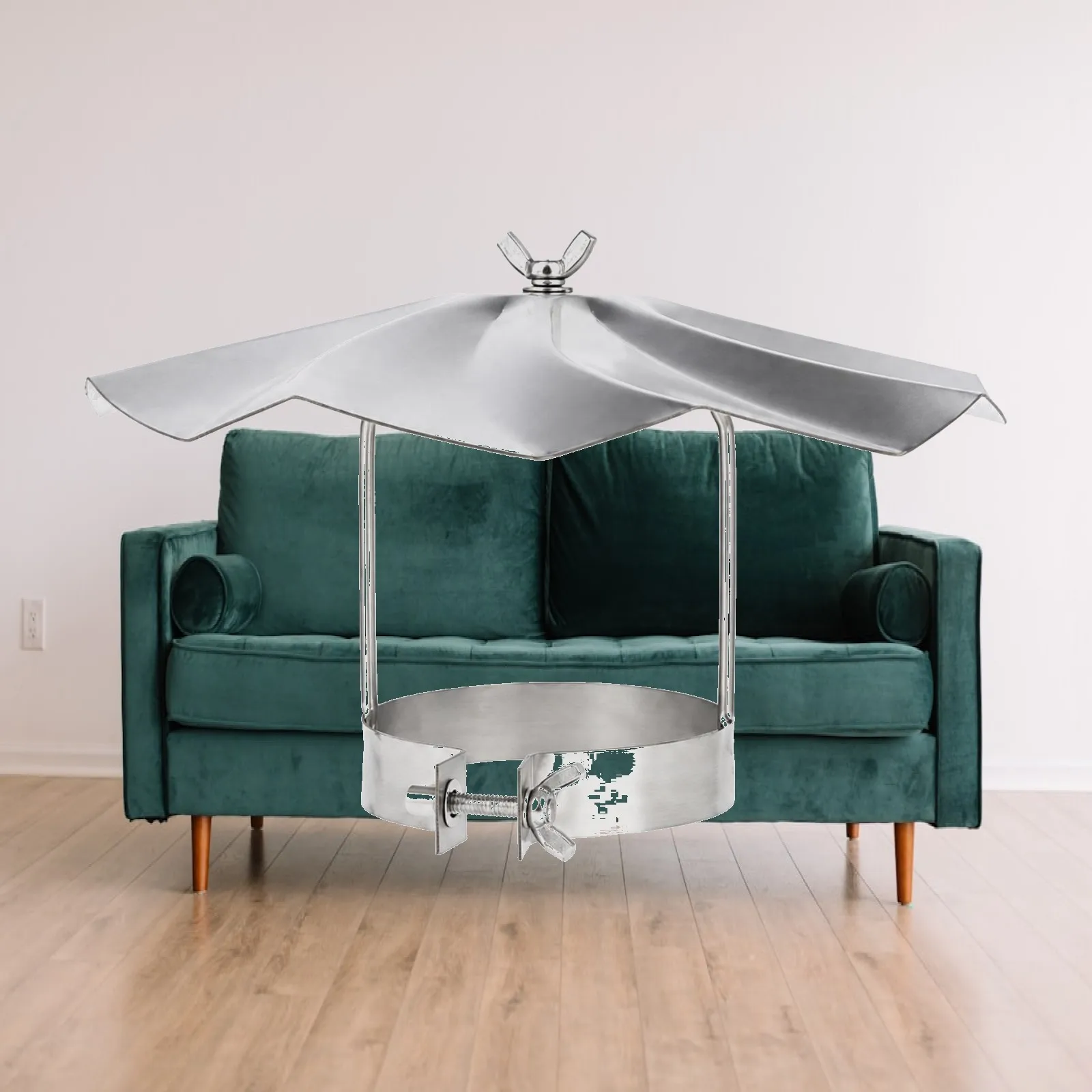 Stainless Steel Chimney Top Rain Cover with Vertical Support Rods and Butterfly Nut for Outdoor Cooktop Camping Flue Pipe