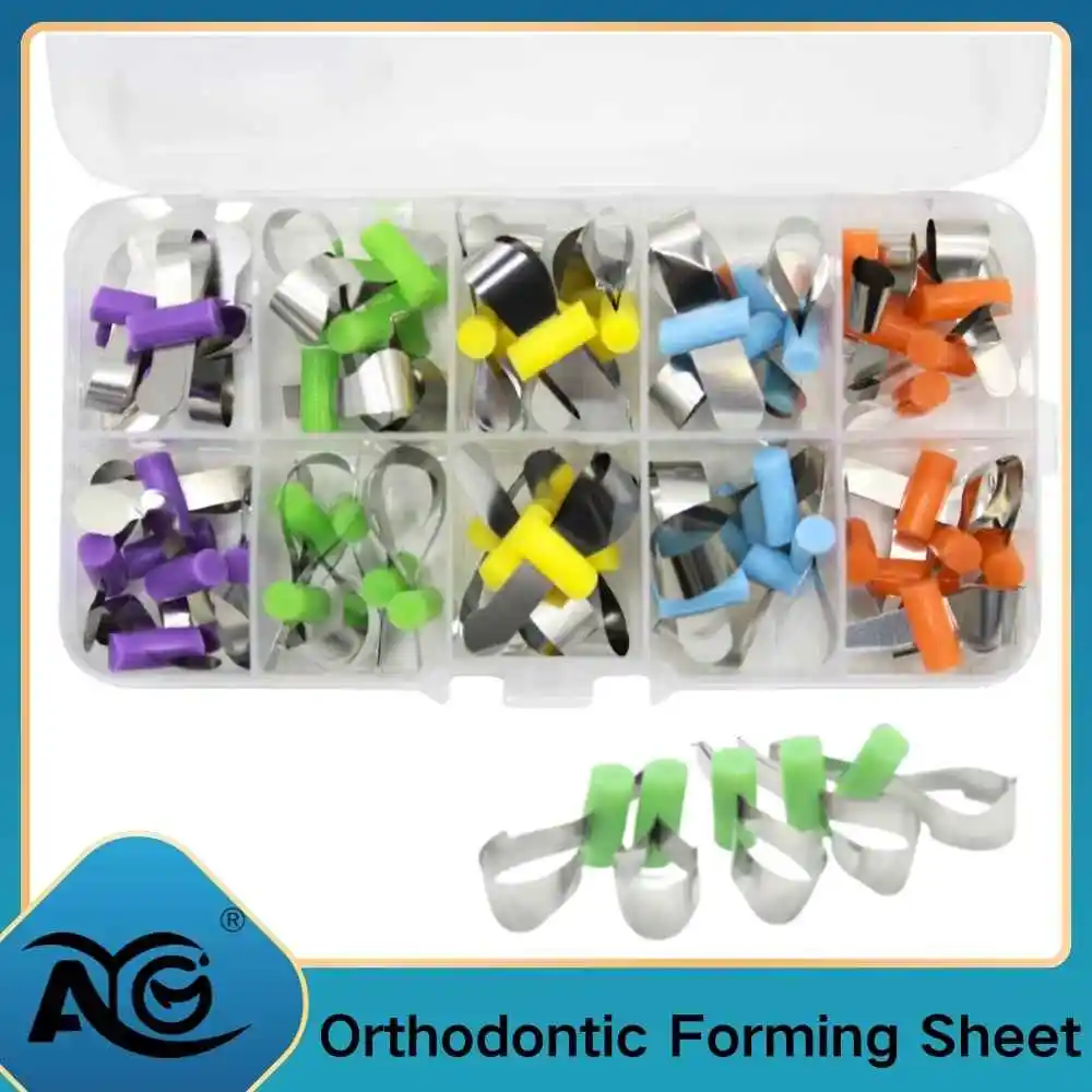 AG  Dental Orthodontic Forming Sheet Sectional Contoured Metal Matrices with Positioning for Dentist Adult/Children 50pcs/Box