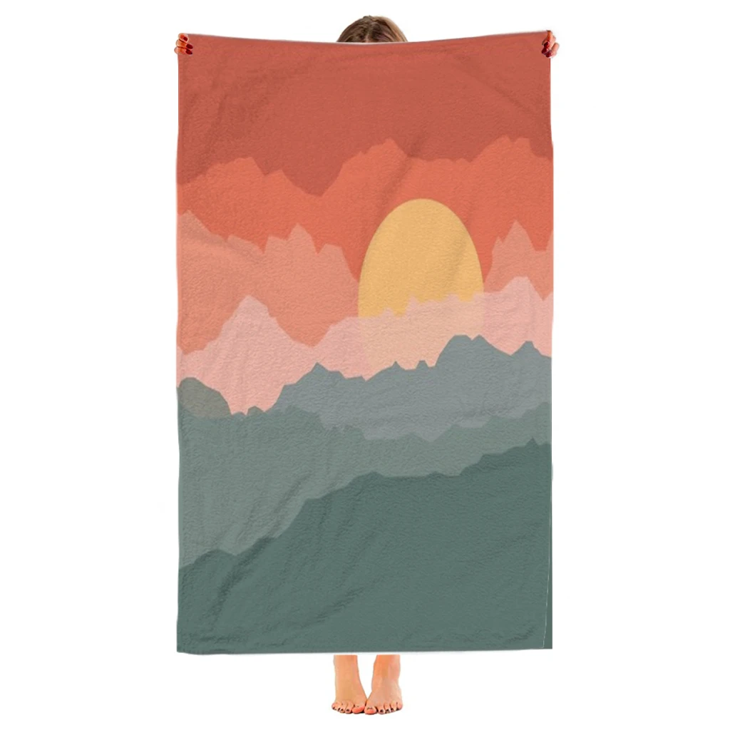 Minimal abstract sunset mountains IV Beach Towel  Poncho Bathing Towels Cover-ups Quick Dry Sand Free Yoga Spa Gym Pool