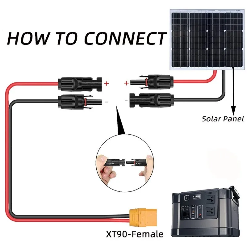 A13E-XT90 Photovoltaic Connector Cable 1 Meter Durable For Extension Cable Outdoor Portable Battery Power Cord 12
