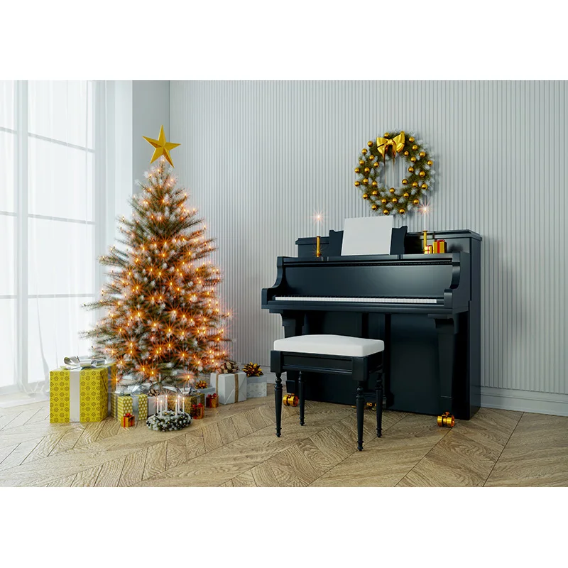 Fondali di natale camino albero inverno interno bambino ritratto fotografia sfondo per Studio fotografico fotofono 21522DHY-03