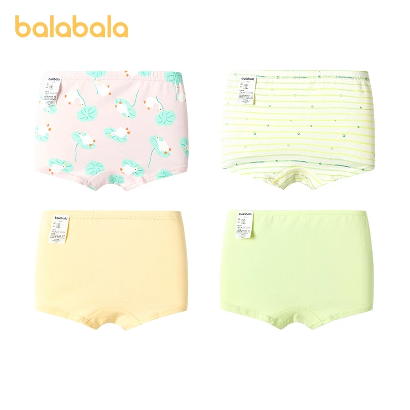 Balabala Underwear Girls Children Triangular Shorts Toddlers Babies and Older Children Square-Cut Boxer Briefs Pack of Four