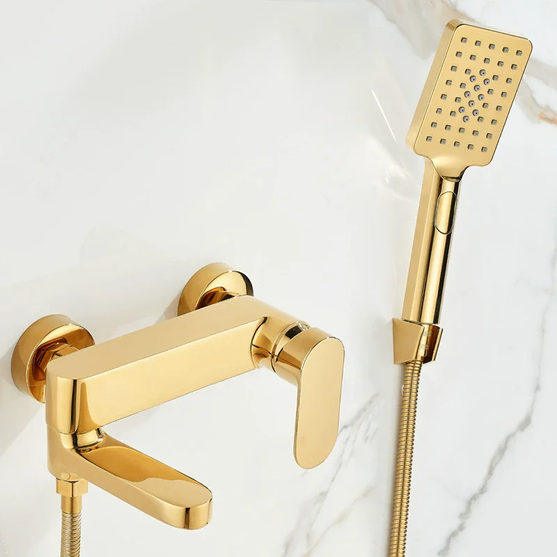 

Tuqiu Gold Bathtub Shower Faucet Set Wall Mounted Bathrom Shower Faucet, Bathroom Cold and Hot Bath and Shower Mixer Taps Brass
