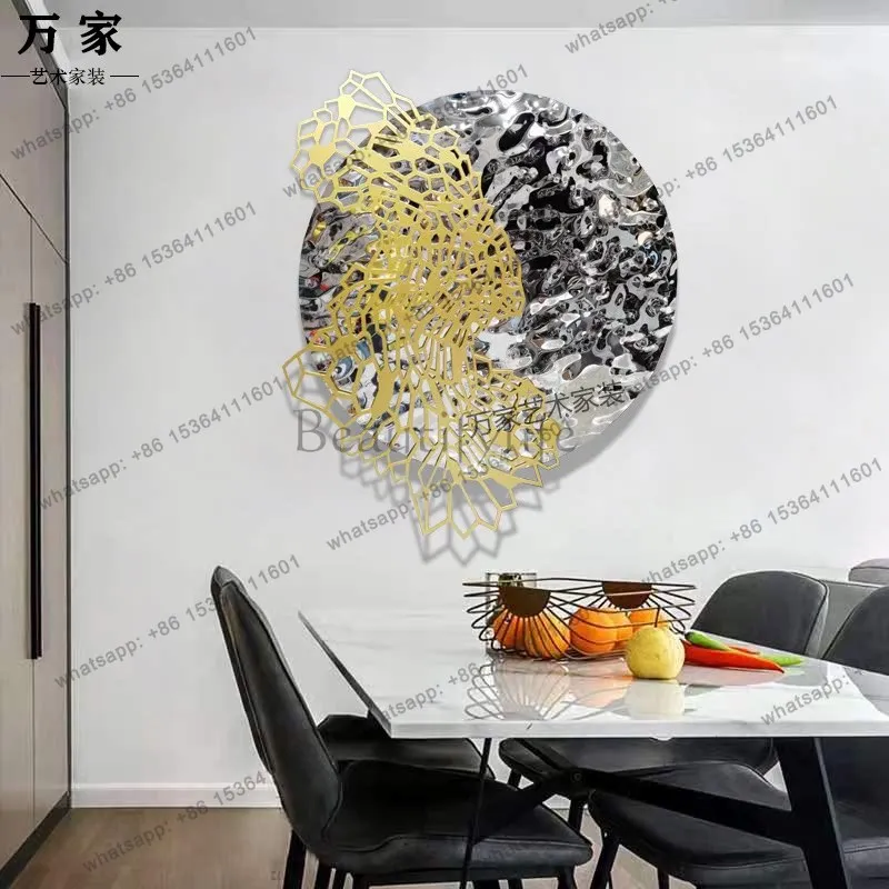 Stainless steel mirror water ripple wall decoration wall light luxury creative wall hanging