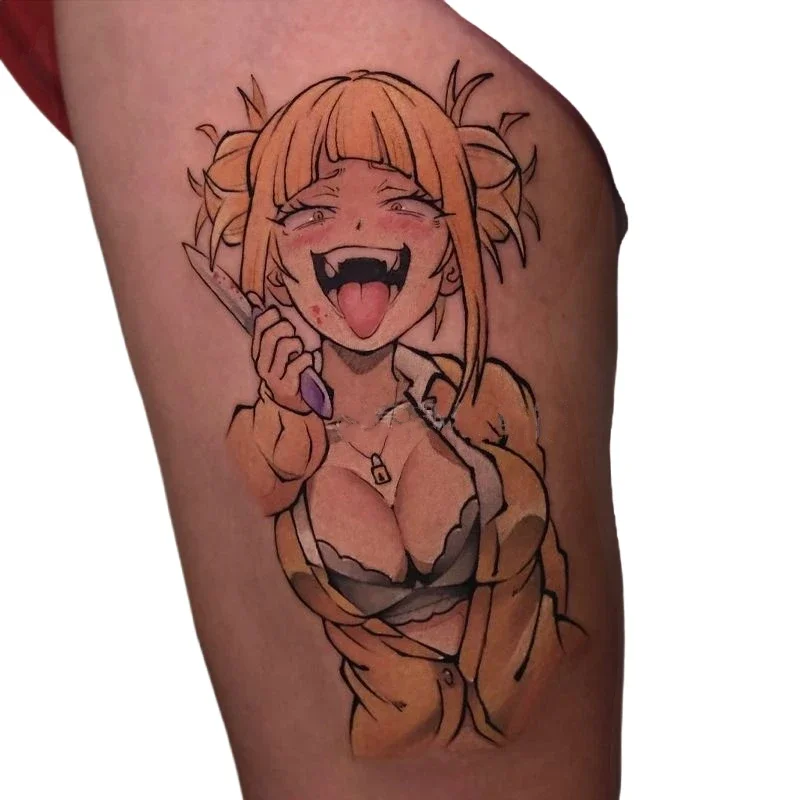 アニメヒーローアカデミアバッドガール一時的なタトゥー利賀卑弥呼防水長持ちボディアートフェイクタトゥーステッカー女性男性用