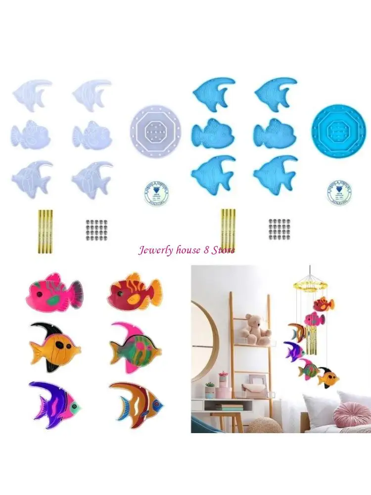 

Силиконовая форма для колокольчика ветра, формы для литья эпоксидной смолы в форме рыбы для домашнего декора «сделай сам», ветра